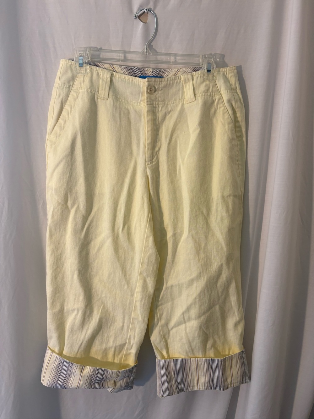 Dockers Pale Yellow Women's Capris with Striped Cuffs
